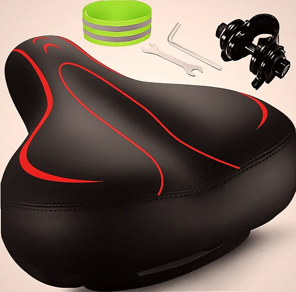 Bicycle Seat, Wide Bike Seat for Men Women, Comfortable Memory Foam Sweatproof E