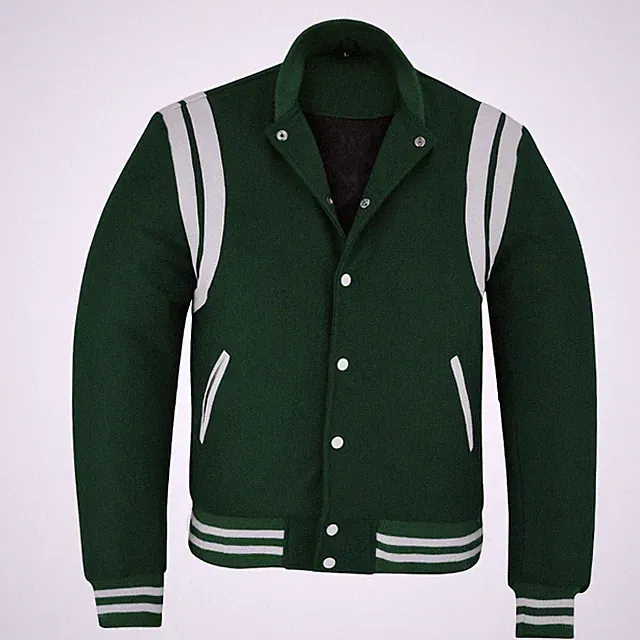 Letterman Varsity Baseball Jacket wool & Leather stripes School Retro TeamWear