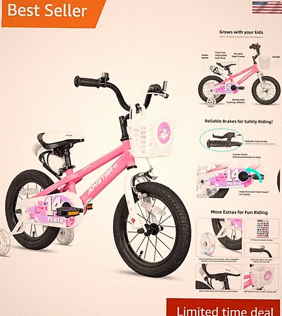 Pluto 12 14 16 18 20 Inch Kids Bike with Light Up Training Wheels, Kids' Bicy...