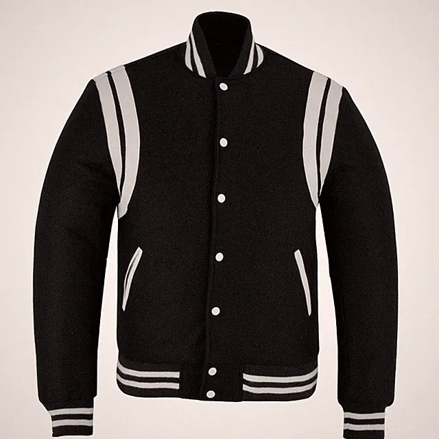 Varsity Bomber Jacket wool Body Leather Stripes Letterman Baseball School Sports